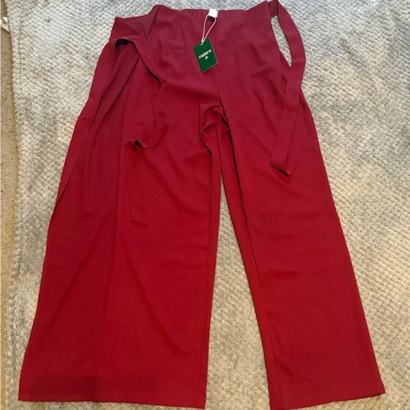 ❤️ Halara High-Waist Wrap Wide-Leg Pants Size XS Tall | Red | NWT - Picture 7 of 9